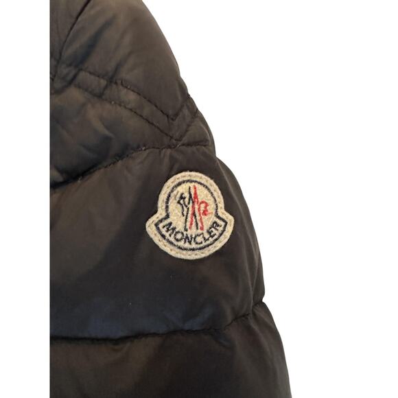 Moncler Down Puffer Jacket Womens XS 0 Black Hooded Zip Pockets Logo Patch - Picture 7 of 13